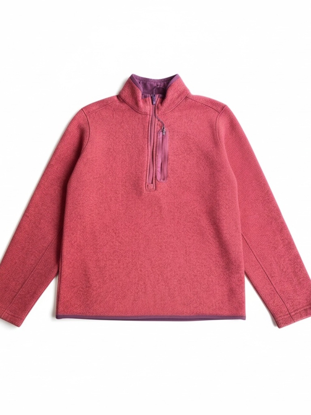 LAND’S END WOMEN’S QUARTER ZIP POLYESTER KNIT RED/ORANGE PULLOVER SMALL